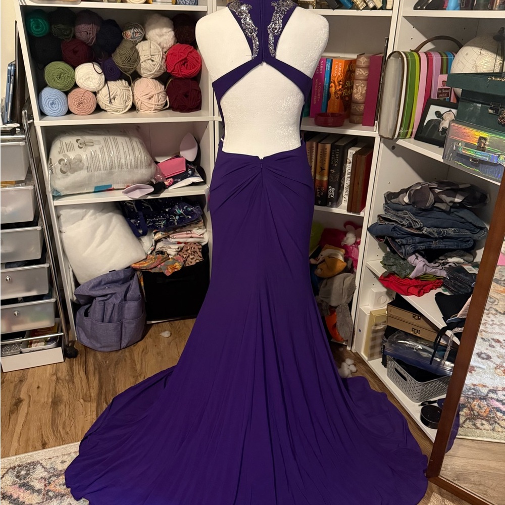 Royal Purple Backless Gown Formal Prom